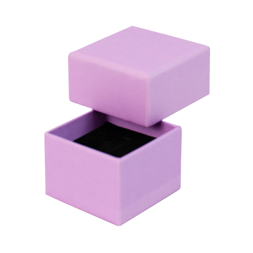 Lilac square recyclable eco kraft box with black insert.