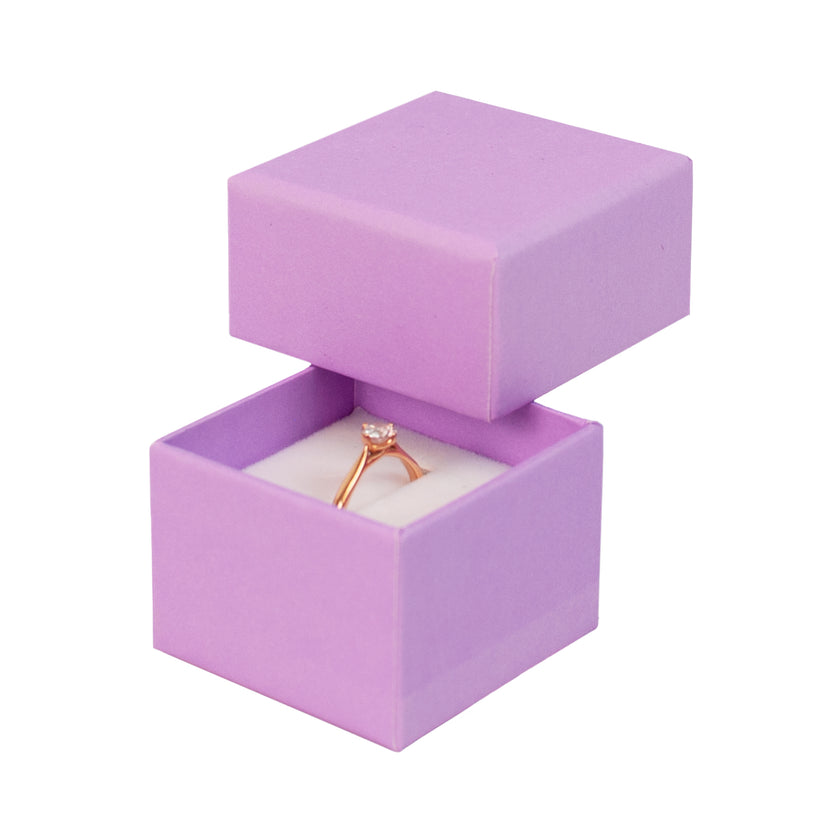 Lilac square recyclable eco kraft box with ring.