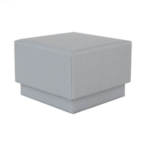 Grey square recyclable eco kraft box with closed lid.