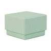Green square recyclable eco kraft box with closed lid.