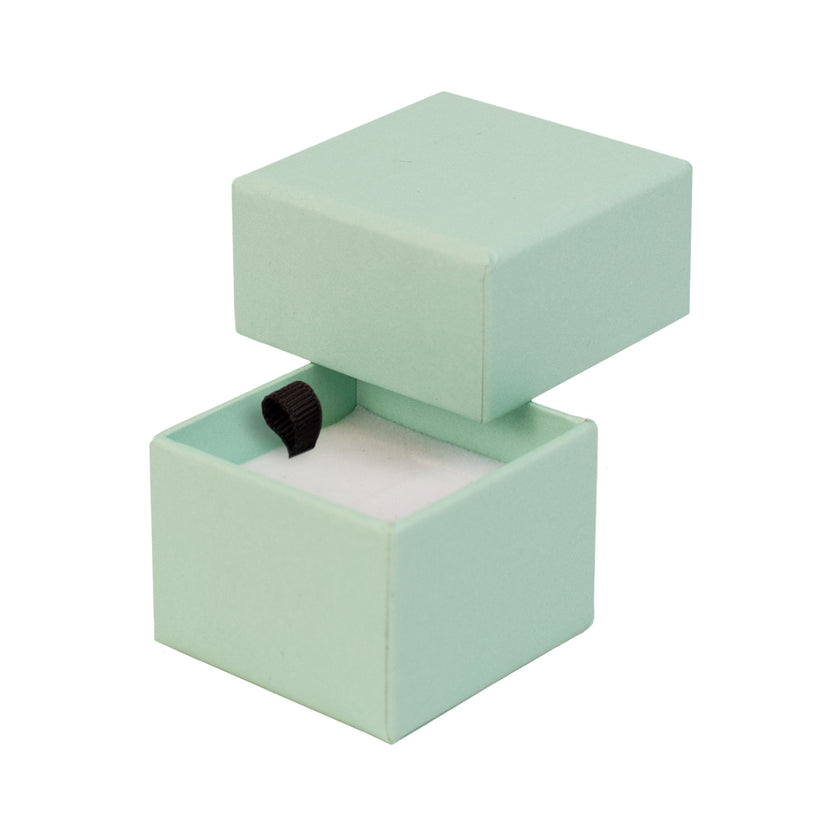 Green square recyclable eco kraft box with white insert.