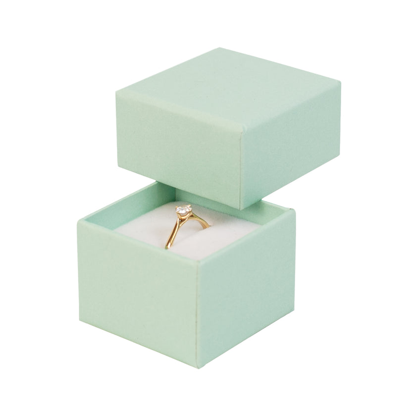Green square recyclable eco kraft box with ring.