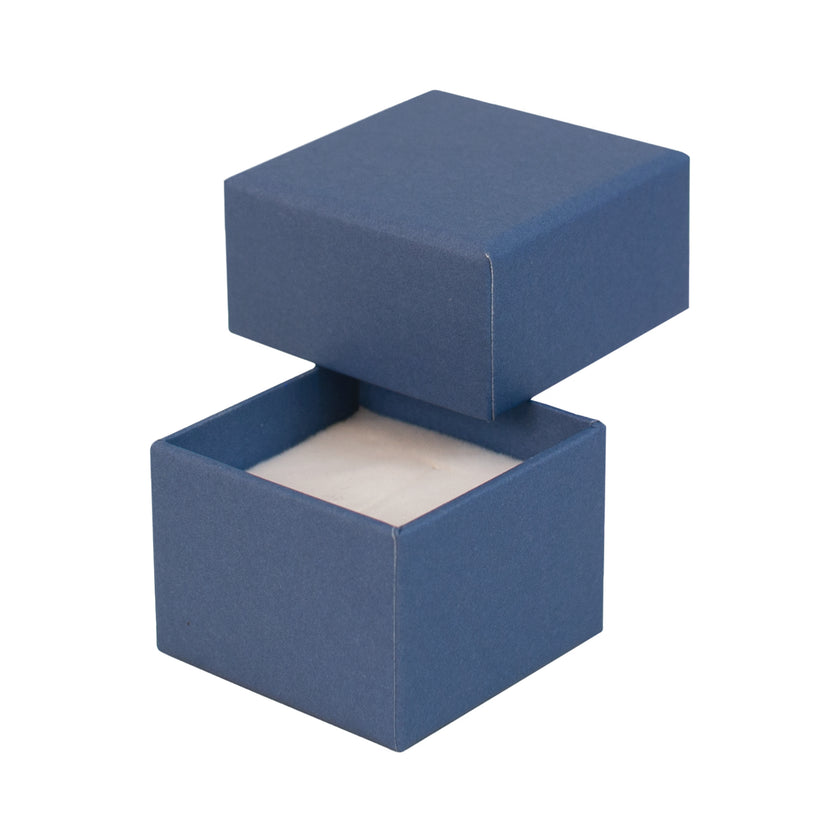 Blue square recyclable eco kraft box with white insert.