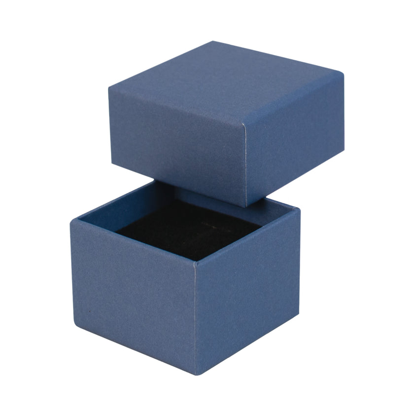 Blue square recyclable eco kraft box with black insert.