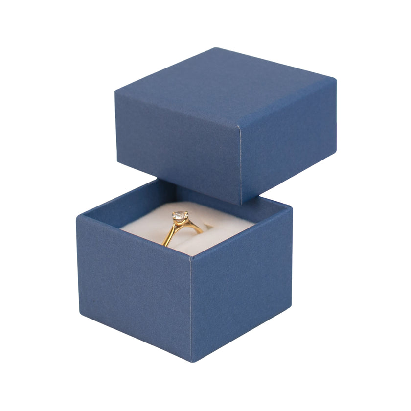 Blue square recyclable eco kraft box with ring.