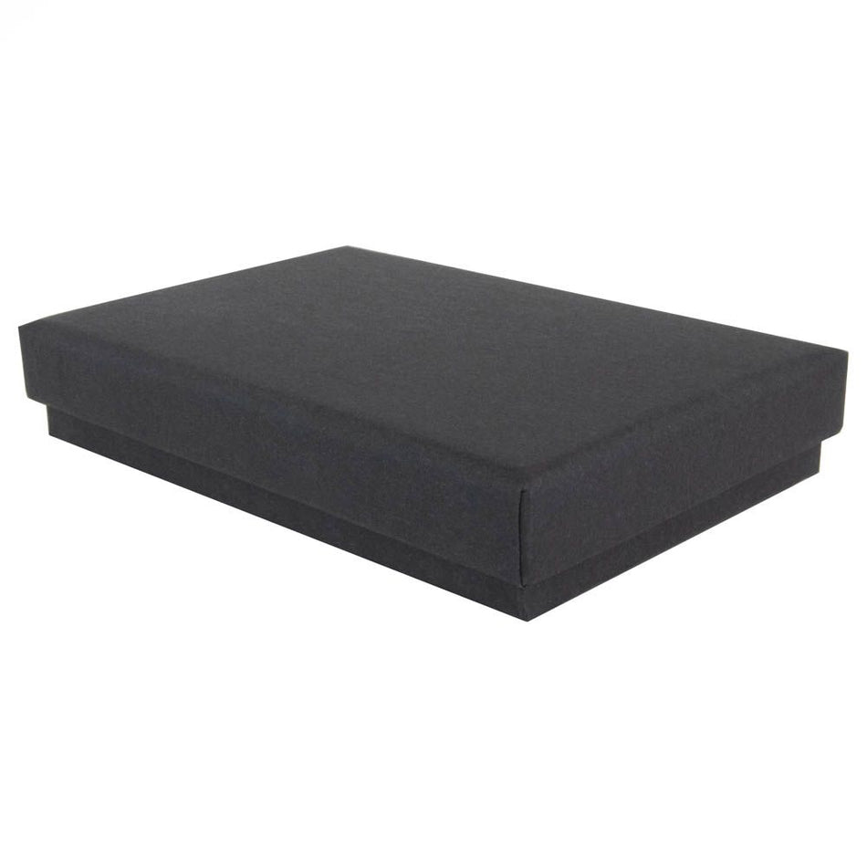 Black rectangle recyclable eco kraft box with closed lid.