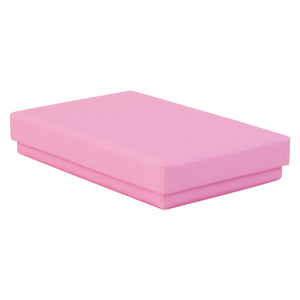 Pink rectangle recyclable eco kraft box with closed lid.