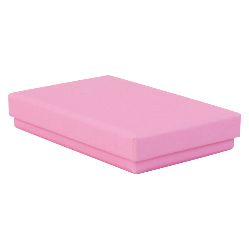 Pink rectangle recyclable eco kraft box with closed lid.