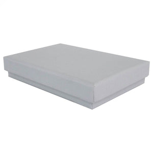 Grey rectangle recyclable eco kraft box with closed lid.