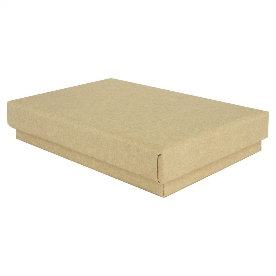 Brown rectangle recyclable eco kraft box with closed lid.