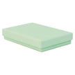 Green rectangle recyclable eco kraft box with closed lid.