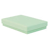 Green rectangle recyclable eco kraft box with closed lid.