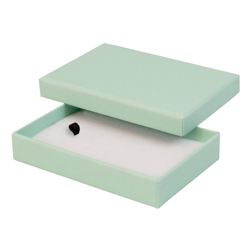 Green rectangle recyclable eco kraft box with white insert.