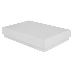 White rectangle recyclable eco kraft box with closed lid.