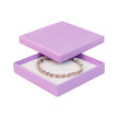 Lilac square recyclable eco kraft box with jewellery item.